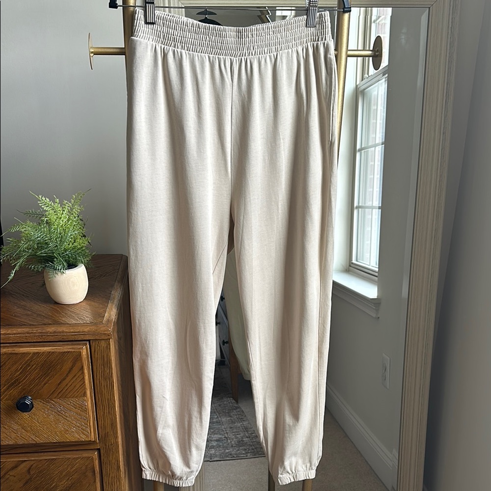 Elegant Cream Women's Pants and Matching Tank Top Set